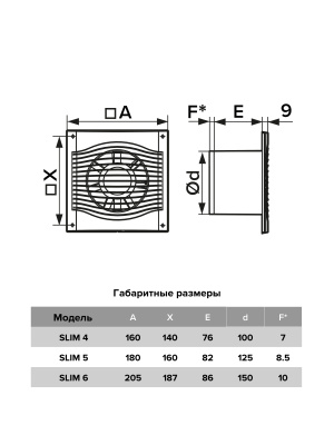 Вентилятор накладной SLIM D100 обр.клапан MR DICITI