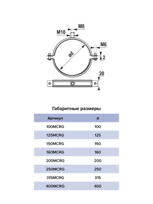Хомут монтажный D400 уплотнитель универсальная гайка М10, М8 ERA PRO